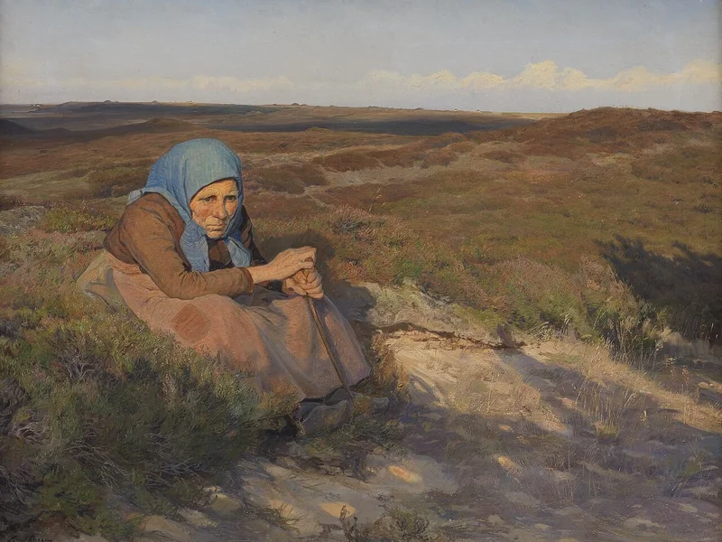 1865-Knud Erik Larsen - La vecchia signora Bette Dorte nella brughiera